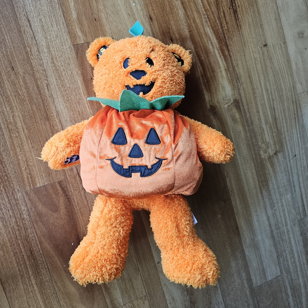 Build-A-Bear Halloween Orange Pumpkin Plush With Light Up Face
